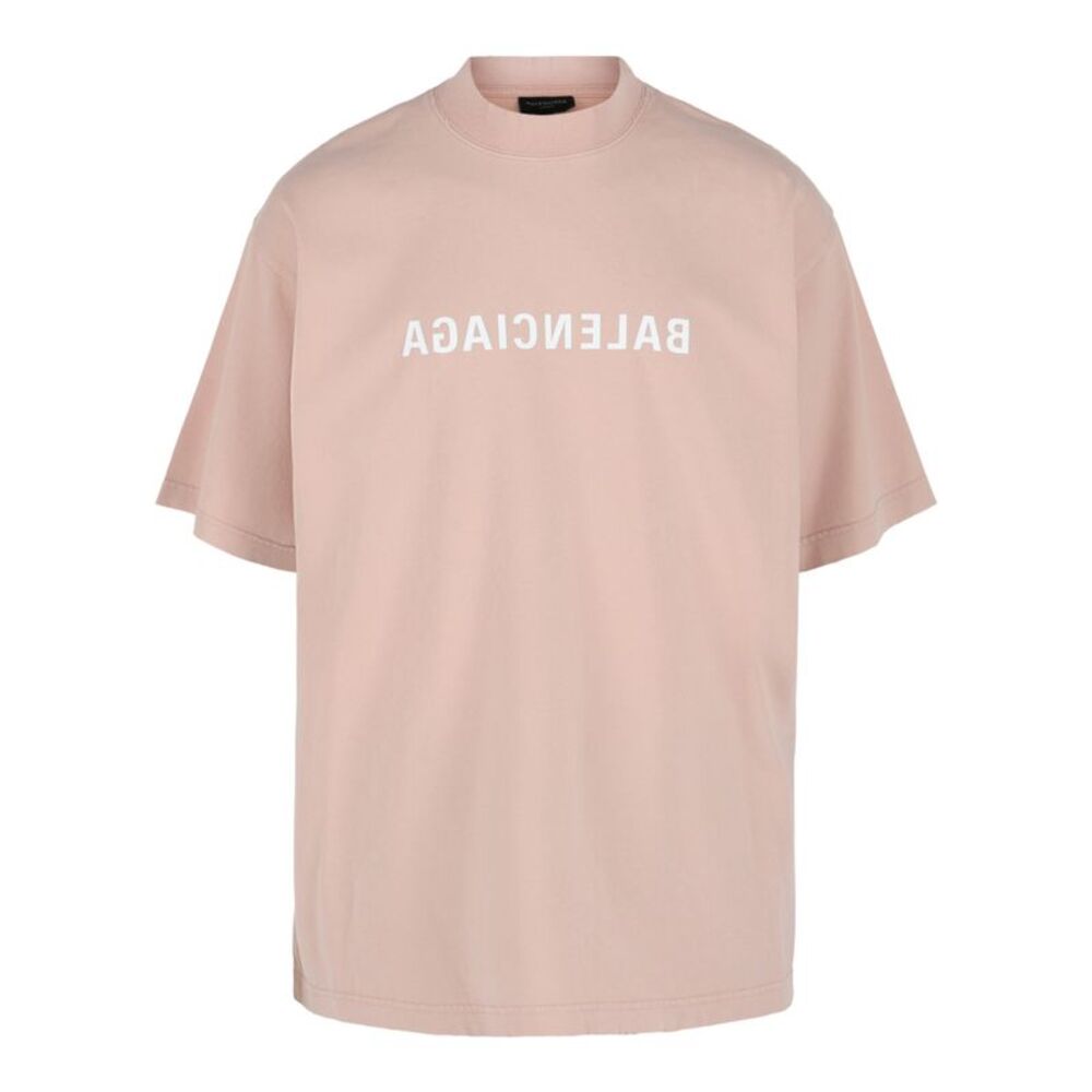 Balenciaga Mirrored Graphic Logo T-Shirt Pink Mens